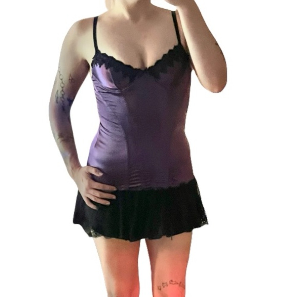 Purple and Black lace lingerie Dress